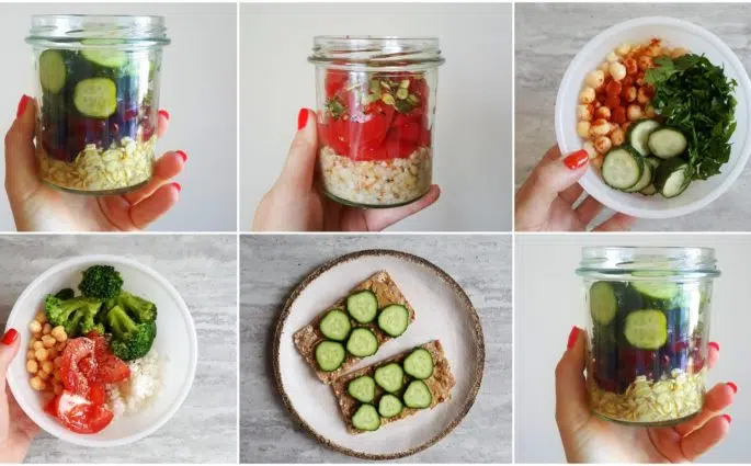 śniadanie w pracy kolaż