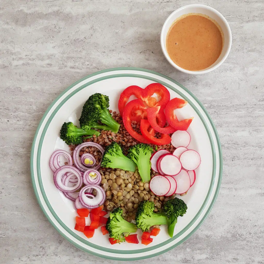 sałatka z kaszą i sosem