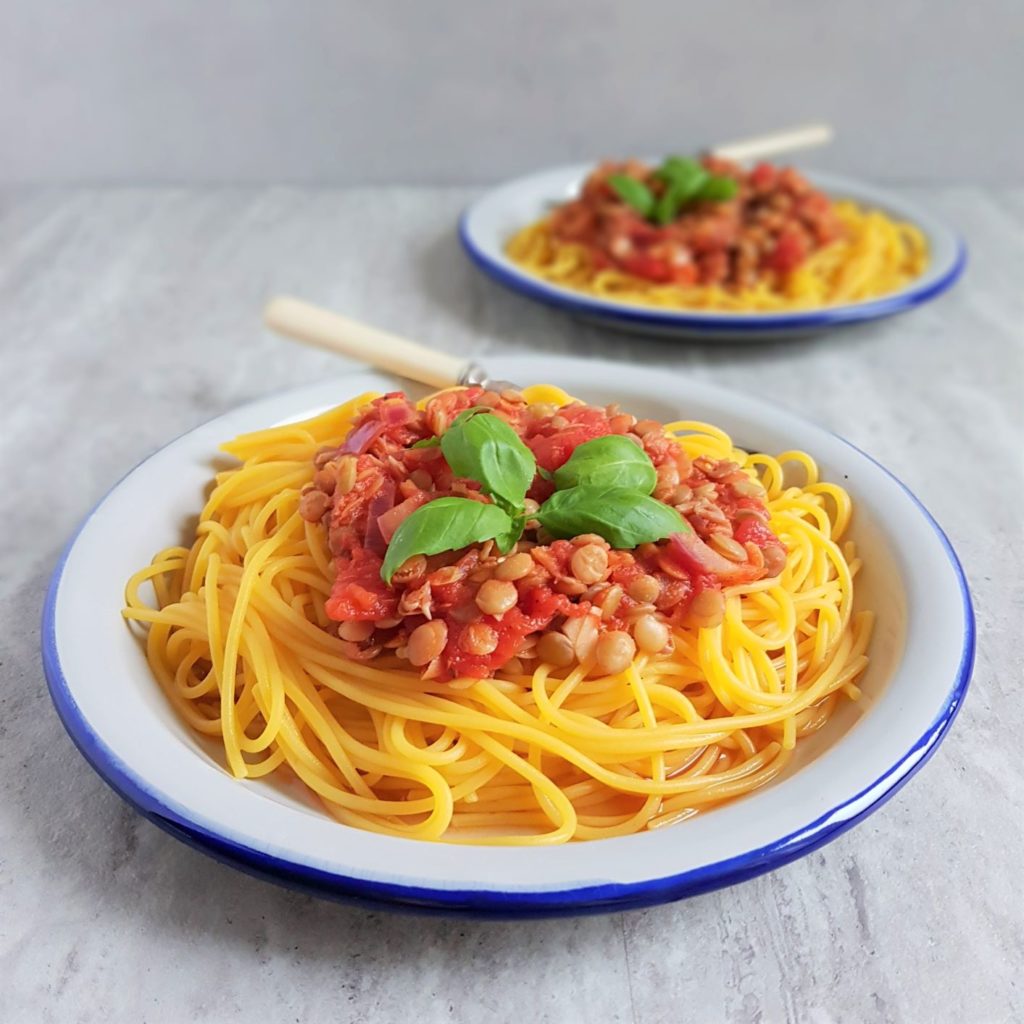 Spaghetti bolognese z soczewicą