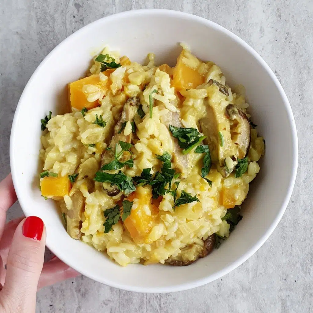 dynia z grzybami i ryżem